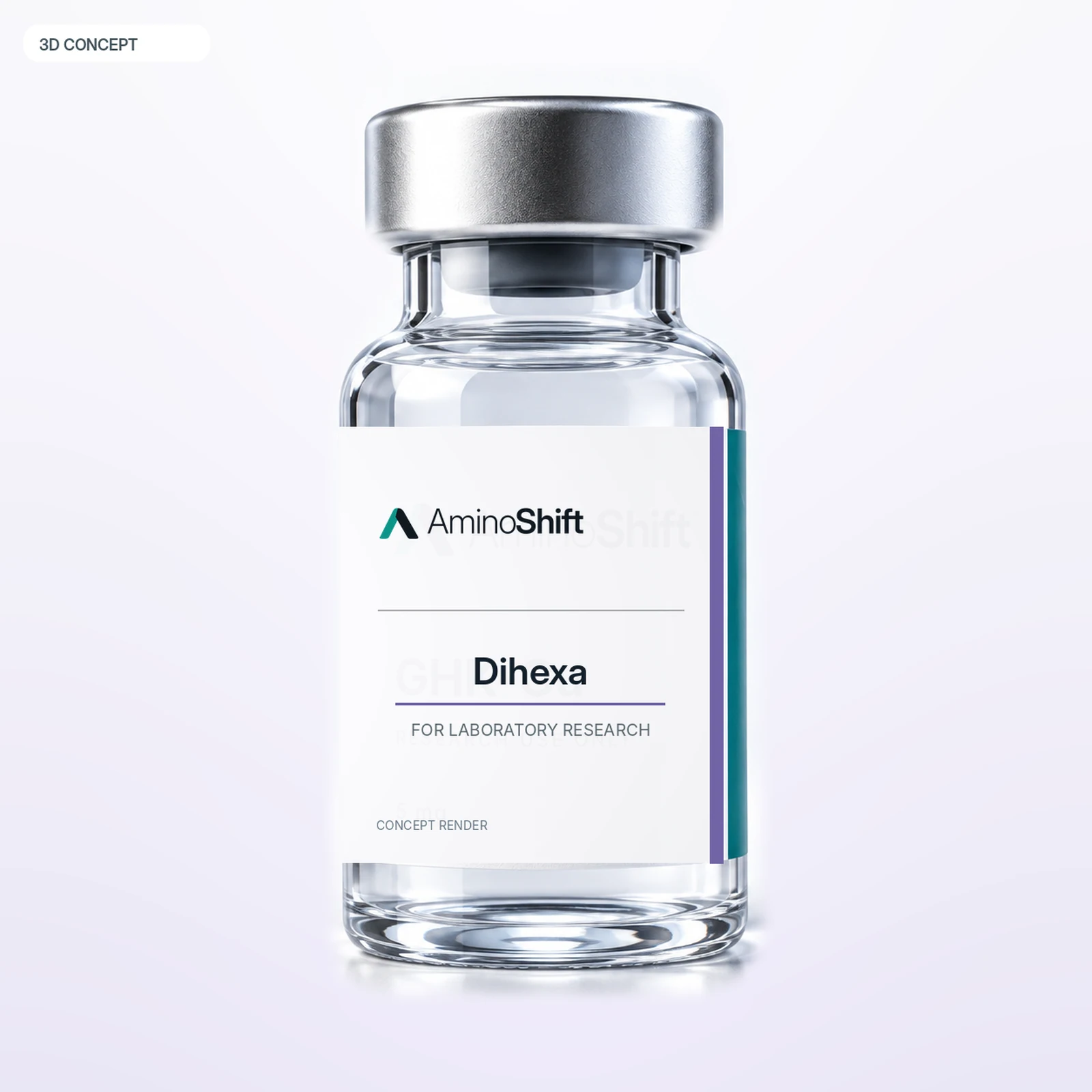 Dihexa — 3D render · Not inventory photography