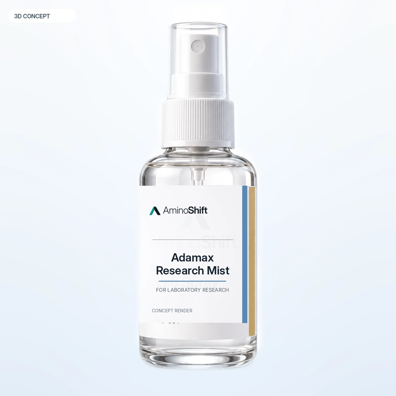 Adamax Research Mist — 3D render · Not inventory photography